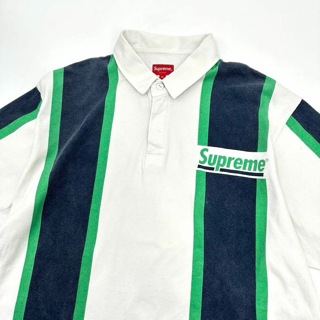 Supreme(シュプリーム)の【大人気モデル】シュプリーム☆ワンポイントロゴ ストライプ　半袖　ラガーシャツ メンズのトップス(ポロシャツ)の商品写真