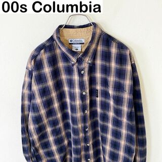コロンビア(Columbia)の00s Columbia コロンビア　刺繍ロゴ　チェック　シャツ　長袖　古着(Tシャツ/カットソー(七分/長袖))