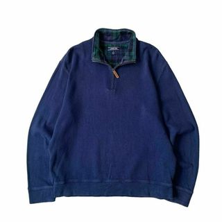 ランズエンド(LANDS’END)の00s LANDS’END ハーフジップスウェット 襟ブラックウォッチ(スウェット)