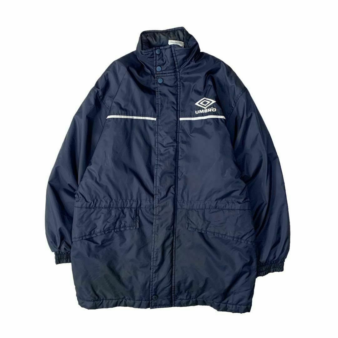 UMBRO(アンブロ)の90s UMBRO ネイビー ロングコート 中綿ジャケット ワンポイント メンズのジャケット/アウター(ダウンジャケット)の商品写真