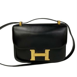 エルメス(Hermes)の極 美品 箱袋付 ○B 刻印 HERMES エルメス コンスタンス 23 ロゴ 金具 ボックスカーフ レザー 本革 ミニ ショルダーバッグ ブラック 19429(ショルダーバッグ)