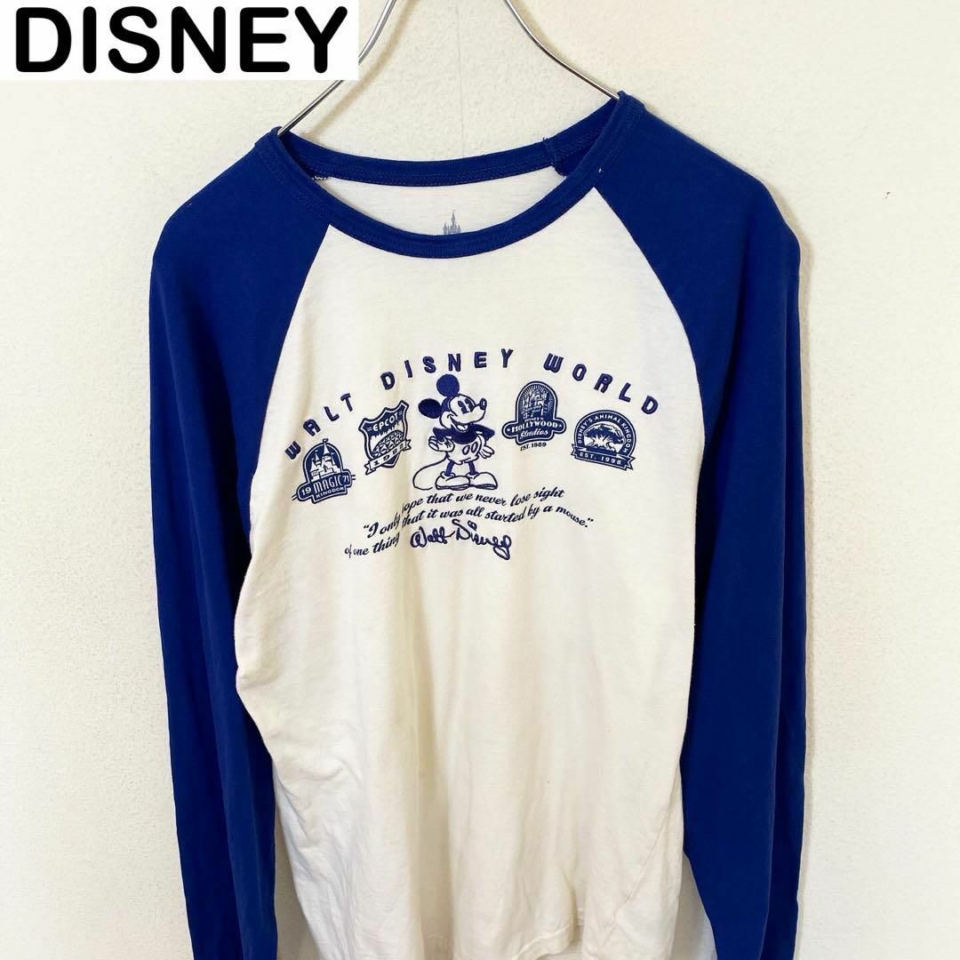 Disney(ディズニー)のDISNEY ディズニー　ミッキーマウス　長袖　ラグラン　Tシャツ　古着 メンズのトップス(Tシャツ/カットソー(七分/長袖))の商品写真