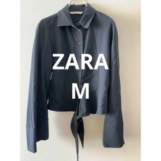 ザラ(ZARA)のZARA ザラ トップス 長袖ブラウス フレアシャツ ブラック サイズM(Tシャツ(長袖/七分))