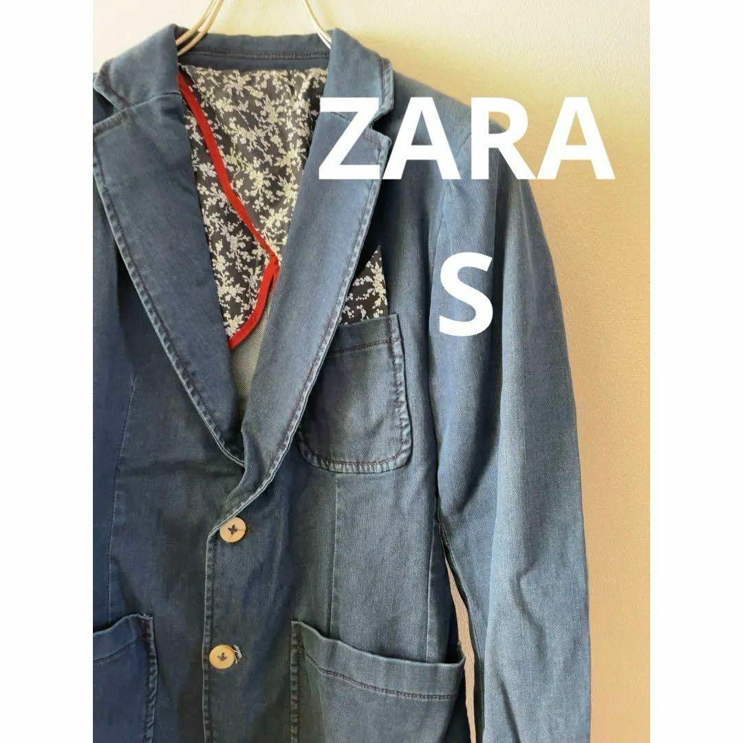 ZARA(ザラ)のZARA MAN ザラ デニムジャケット インディゴ 裏地ペイズリー風 厚手 メンズのジャケット/アウター(Gジャン/デニムジャケット)の商品写真