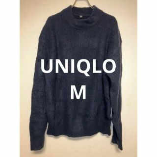 ユニクロ(UNIQLO)のUNIQLO ユニクロ ニット セーター 編み込み ネイビー ウール混 サイズM(ニット/セーター)