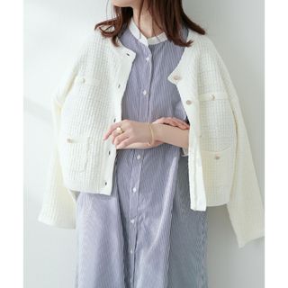 ナチュラルクチュール(natural couture)のナチュラルクチュール　華やかな柄が目を惹く！　ツイード　ショート　カーディガン(カーディガン)