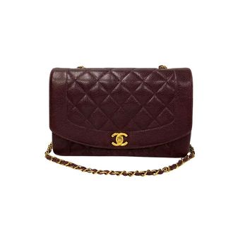 シャネル(CHANEL)の極 美品 箱袋付 カード シール有 2番台 シャネル ダイアナフラップ マトラッセ 25cm キャビアスキン ターンロック ショルダーバッグ 22886(ショルダーバッグ)