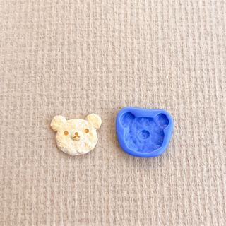 493 クマせんべい型 鼻付 スイーツ 樹脂粘土 ミニチュア パーツ モールド(各種パーツ)