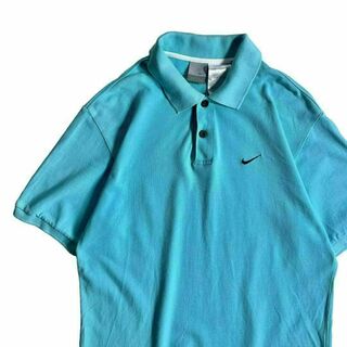 ナイキ(NIKE)の00’s Nike ナイキ 水色 半袖ポロシャツ ワンポイント 刺繍ロゴ(ポロシャツ)