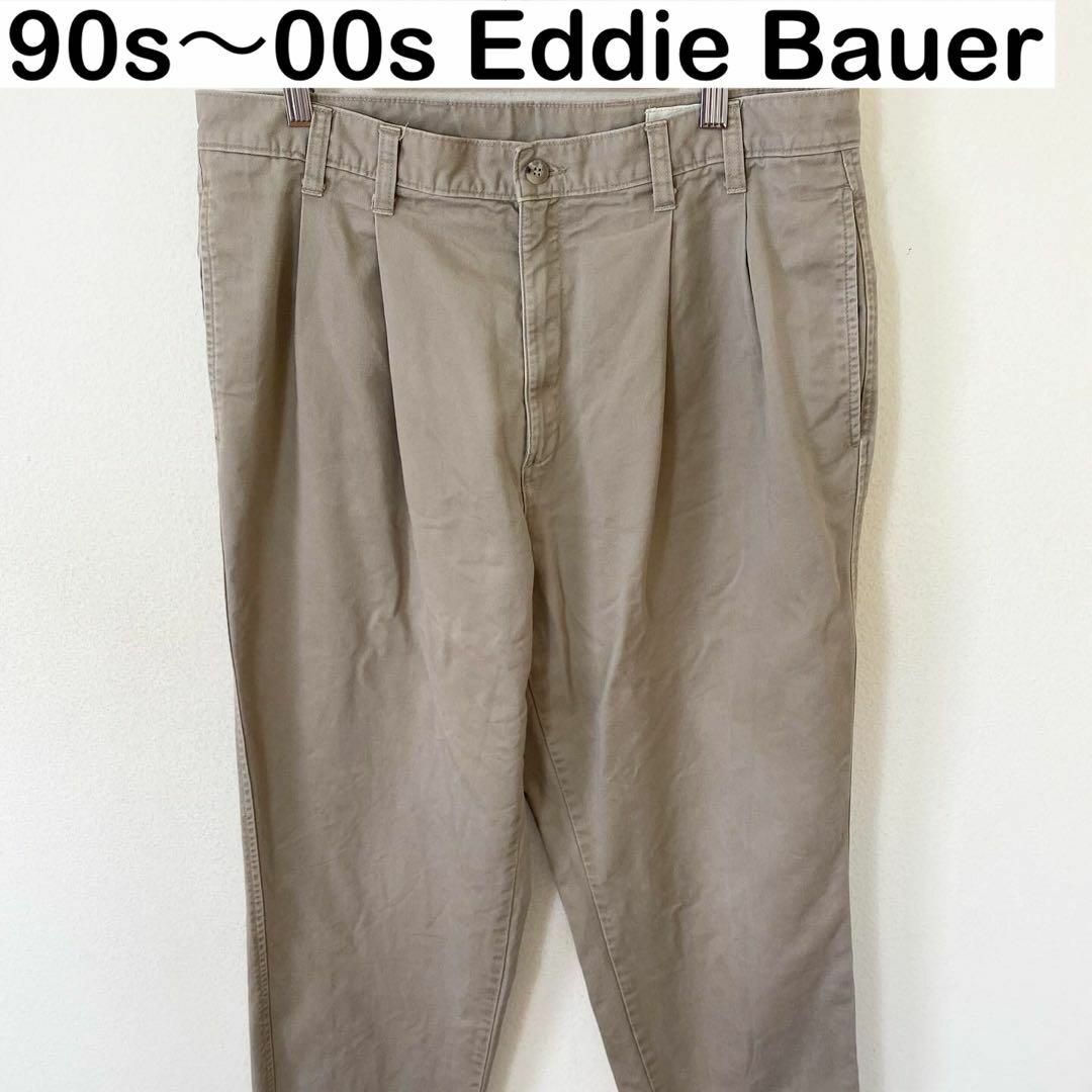 Eddie Bauer(エディーバウアー)の90s〜00s Eddie Bauer 白タグ　2タックチノ　古着　ヴィンテージ メンズのパンツ(チノパン)の商品写真