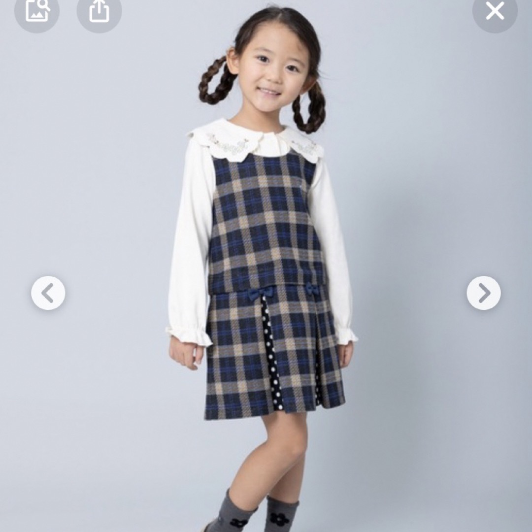 KP(ニットプランナー)のKP ボックスプリーツジャンパースカート ワンピース 130 キッズ/ベビー/マタニティのキッズ服女の子用(90cm~)(ワンピース)の商品写真