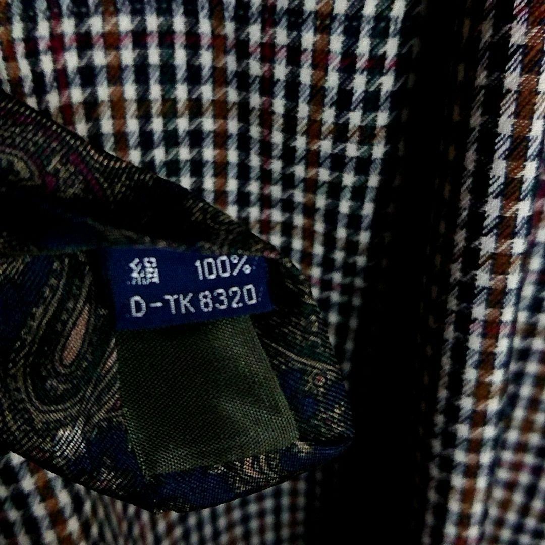 【長袖ネクタイシャツ】チェック柄 ペイズリー柄 シルクネクタイ マルチカラー M メンズのトップス(シャツ)の商品写真