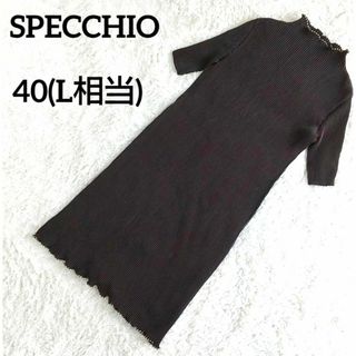 スペッチオ(SPECCHIO)の【美品】スペッチオ　specchio ハイネックプリーツワンピース　40　L　黒(ロングワンピース/マキシワンピース)