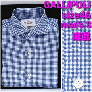 ガリポリカミチェリア(GALLIPOLI　camiceria)のGALLIPOLI リネンシャツ メンズS ホリゾンタルカラー ギンガムチェック(シャツ)