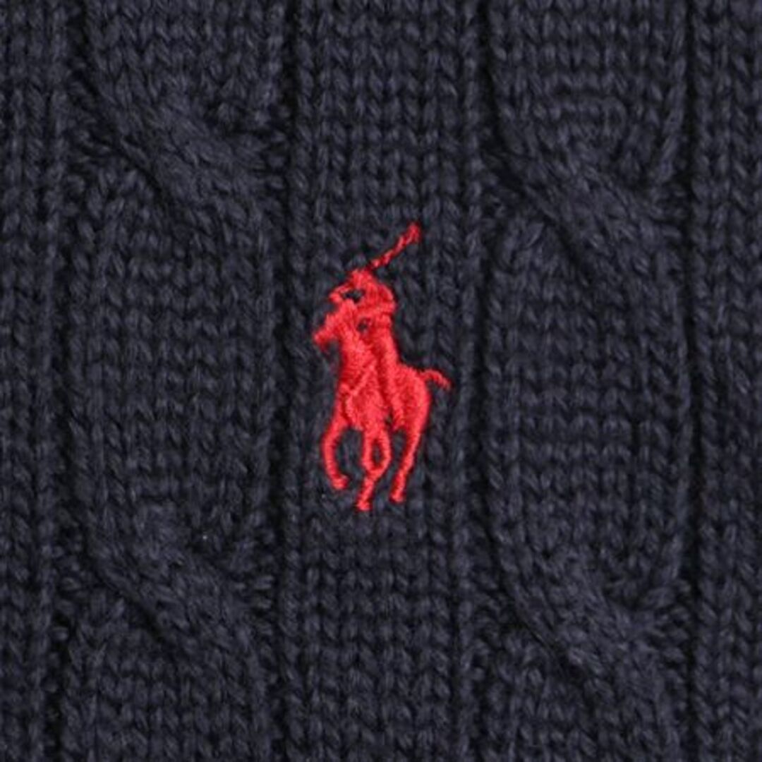 Ralph Lauren(ラルフローレン)の90s ポロ ラルフローレン コットン ケーブル ニット セーター メンズ M 古着 90年代 オールド POLO ポニー刺繍 クルーネック ワンポイント メンズのトップス(ニット/セーター)の商品写真