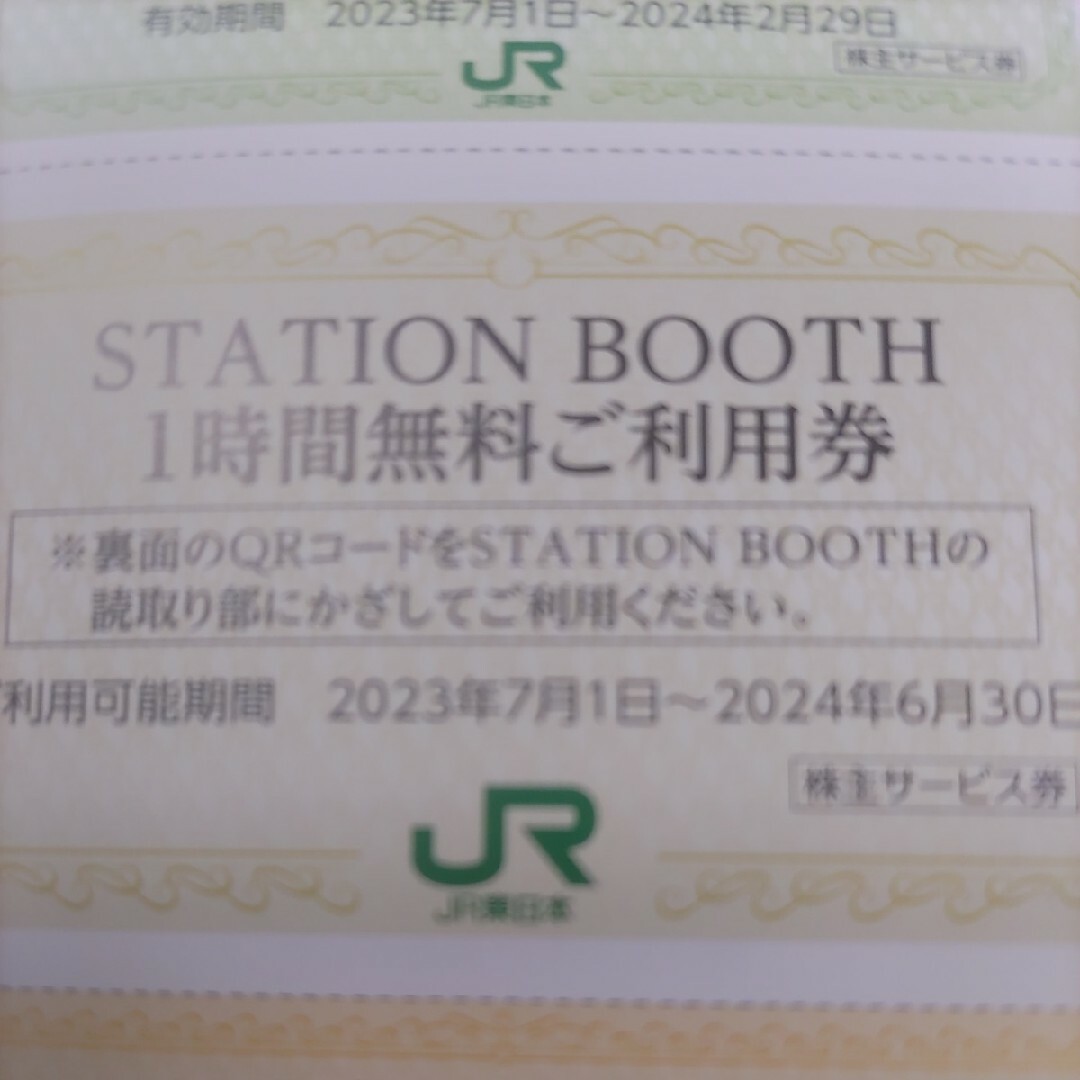 JR(ジェイアール)のJR東日本優待券のステーションブース1時間無料券20枚1980円 チケットの施設利用券(その他)の商品写真