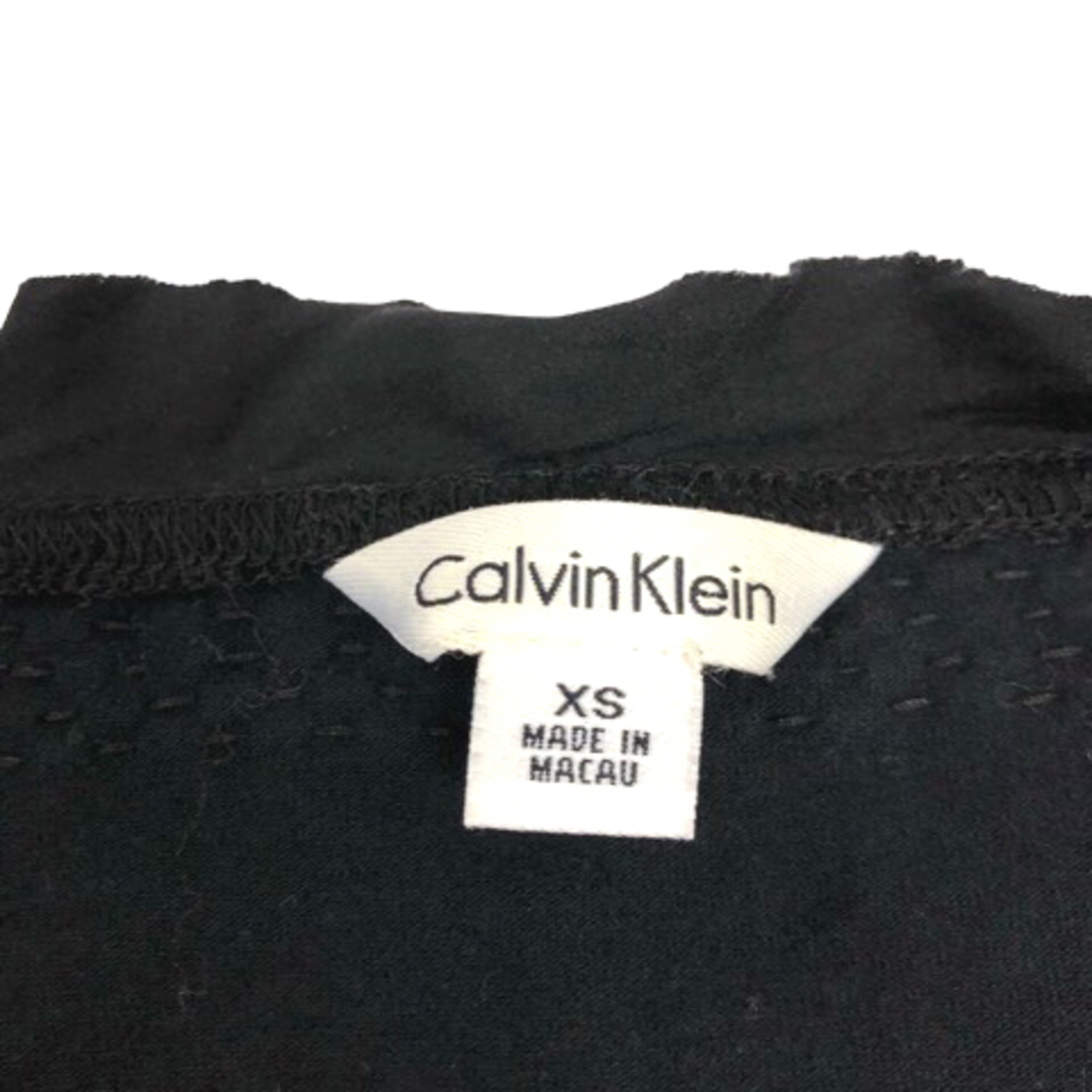 Calvin Klein(カルバンクライン)のCALVIN KLEIN カットソー ビーズ 装飾 七分袖 XS ブラック レディースのトップス(その他)の商品写真