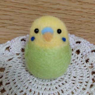 羊毛フェルト　セキセイインコ　グリーン男の子(ぬいぐるみ)