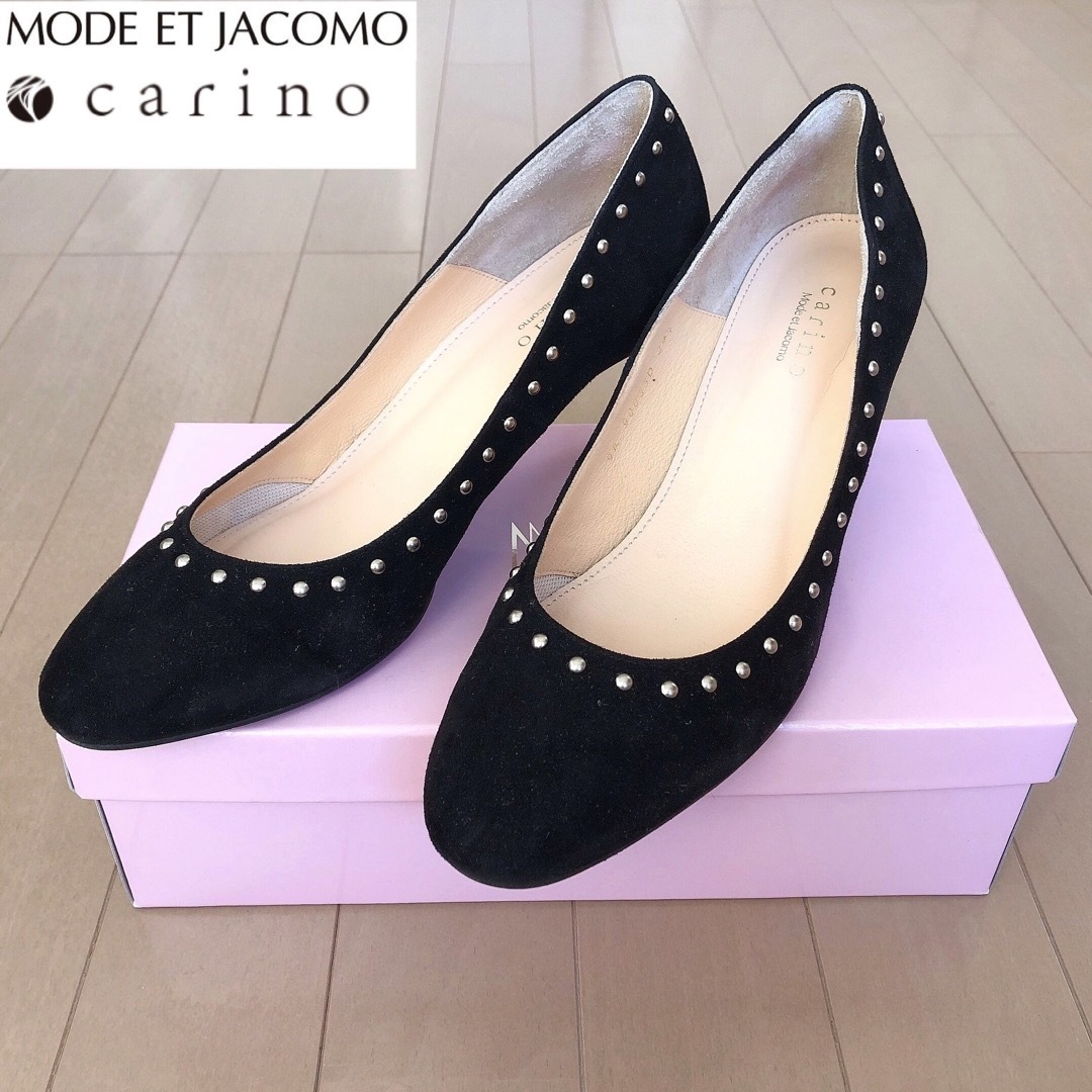 Mode et Jacomo(モードエジャコモ)のMODE ET JACOMO 小粒スタッズがキラリ❤︎パンプス 黒 ダイアナ レディースの靴/シューズ(ハイヒール/パンプス)の商品写真