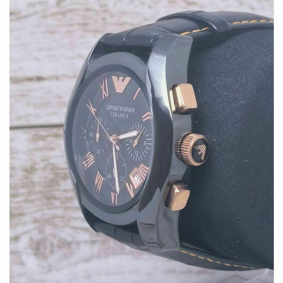 Emporio Armani(エンポリオアルマーニ)のエンポリオアルマー二　腕時計　ARMANI　セラミック　黒 メンズの時計(腕時計(アナログ))の商品写真