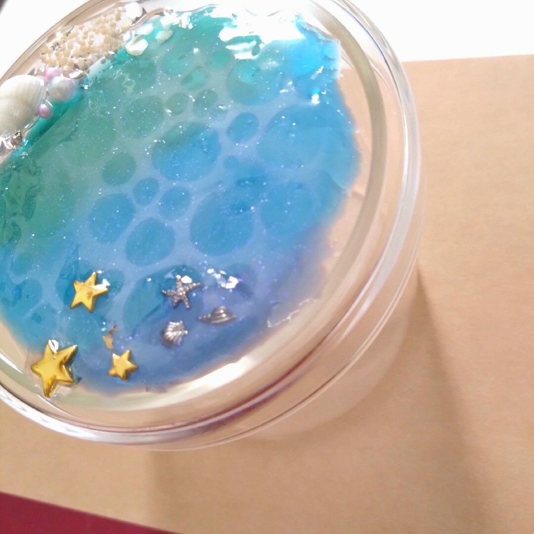 海のレジン【ハンドメイド】ガラスポット＊ガラスの容器＊ガラスの器＊海レジン ハンドメイドの生活雑貨(雑貨)の商品写真