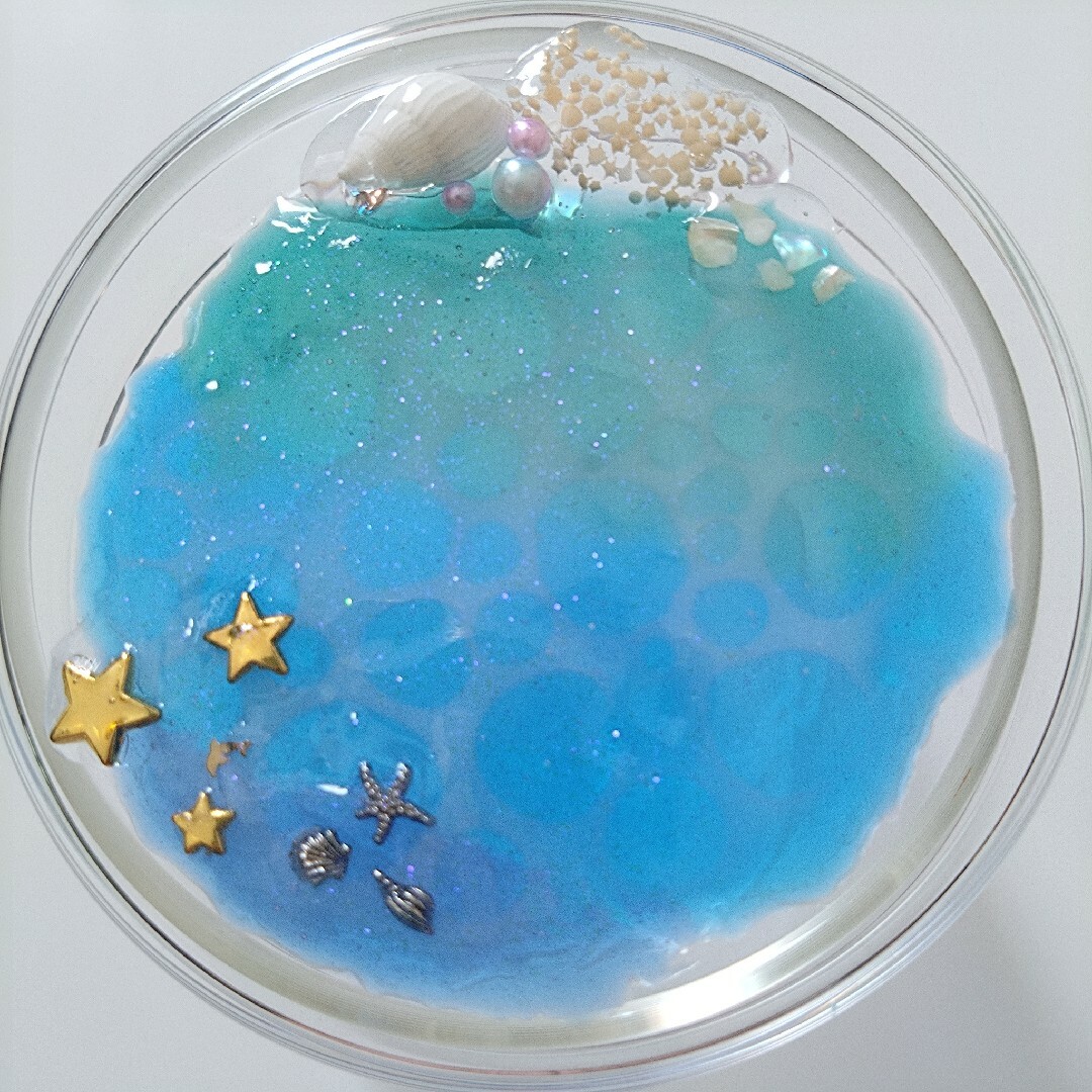 海のレジン【ハンドメイド】ガラスポット＊ガラスの容器＊ガラスの器＊海レジン ハンドメイドの生活雑貨(雑貨)の商品写真