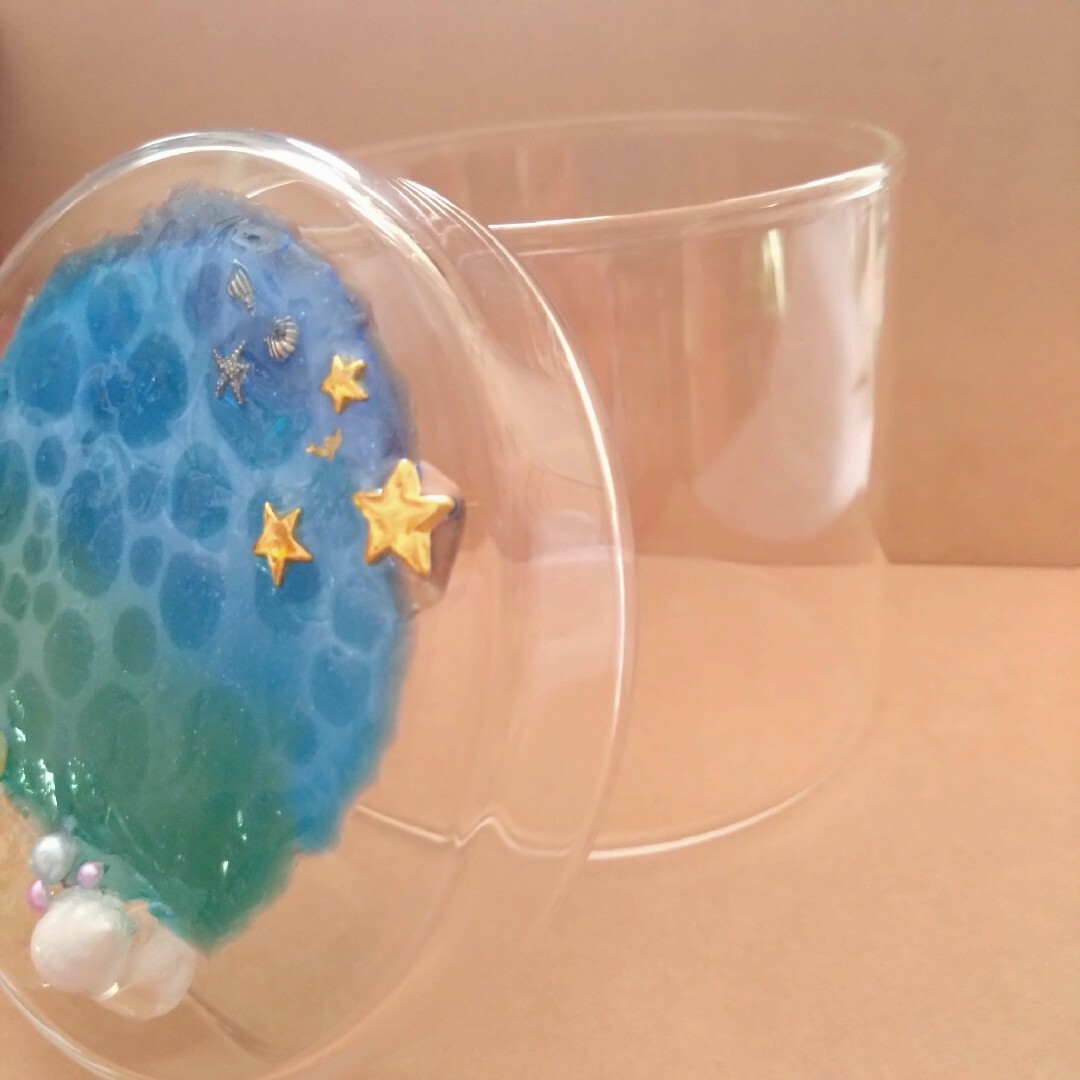 海のレジン【ハンドメイド】ガラスポット＊ガラスの容器＊ガラスの器＊海レジン ハンドメイドの生活雑貨(雑貨)の商品写真