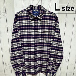 シャツ(shirts)のUSA古着　フランネルシャツ　L　パープル　紫　チェック柄　長袖　APT.9(シャツ)