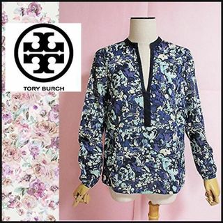 トリーバーチ(Tory Burch)の【TORY BURCH】ブラウス　シャツ　長袖　ネイビー系　コットン　2(シャツ/ブラウス(長袖/七分))