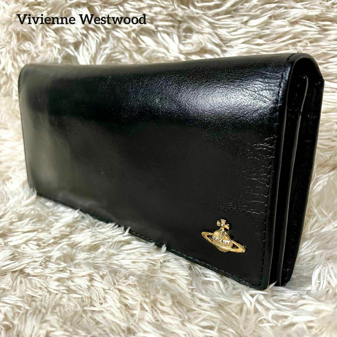 Vivienne Westwood(ヴィヴィアンウエストウッド)の【ヴィヴィアンウエストウッド/美品】長財布【オーブ/ゴールド/ブラック/レザー】 レディースのファッション小物(財布)の商品写真