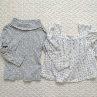 ベビーギャップ(babyGAP)の【2点セット】ベビーギャップ　ドット　長袖　トップス　90　グレー　ホワイト(Tシャツ/カットソー)