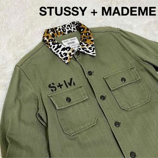 ステューシー(STUSSY)の⭐️STUSSY + MADEME ミリタリー シャツ レオパード カーキ(ミリタリージャケット)