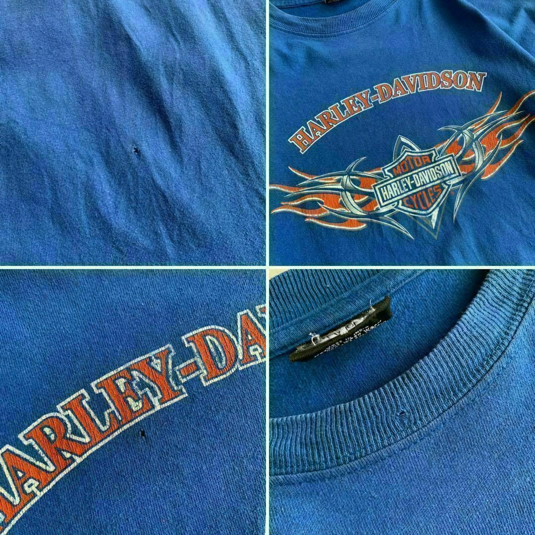 Harley Davidson(ハーレーダビッドソン)の90s Harley-Davidson ロンT ブルー グッドプリント メンズのトップス(Tシャツ/カットソー(七分/長袖))の商品写真