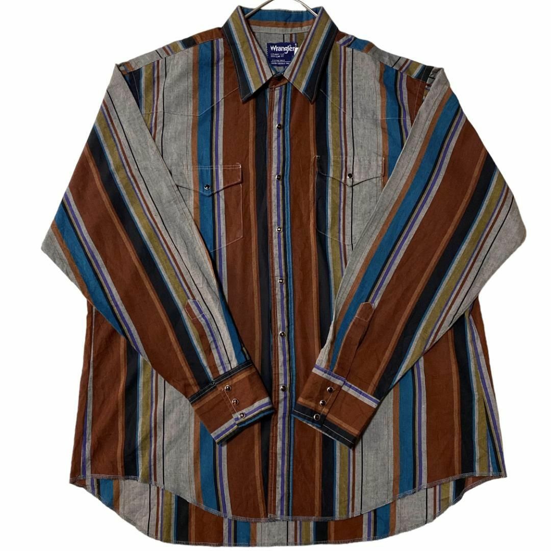 Wrangler(ラングラー)のUSA製 ラングラー ストライプウエスタン長袖シャツ 両胸ポケット薄手r54 メンズのトップス(シャツ)の商品写真