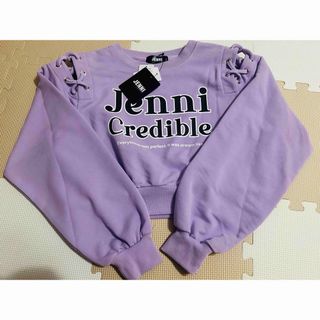 ジェニィ(JENNI)の新品タグ付き　JENNI ショート丈　肩出しロゴトレーナー　トップス　160(Tシャツ/カットソー)