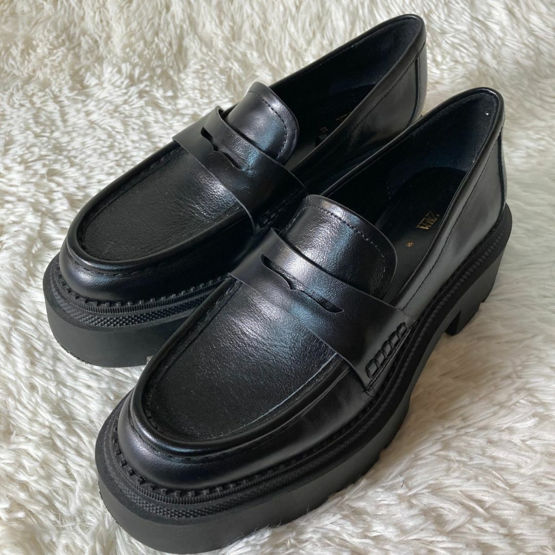 ZARA - 極美品 ZARA ザラ 厚底 ローファー コインローファー 38 ZARA - 極美品 ZARA ザラ 厚底 ローファー コインローファー 38