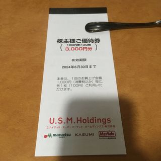 3000円分　USMH 株主優待券　マルエツ  カスミ(ショッピング)