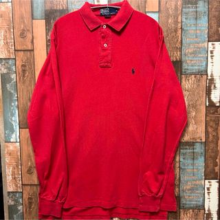 ポロラルフローレン(POLO RALPH LAUREN)のPolo Ralph Lauren ロングポロシャツ　レッド　サイズ:M(ポロシャツ)