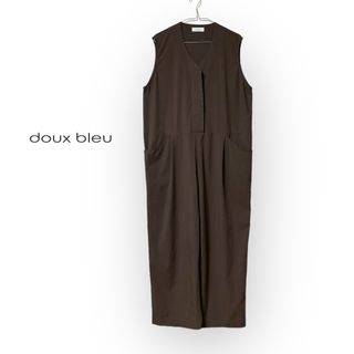 【美品】doux bleu レーヨン•リネンワイドサロペットパンツ(サロペット/オーバーオール)