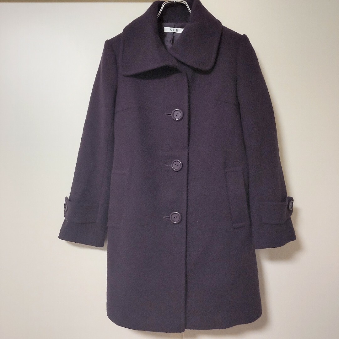 SPB エスピービー スタンドカラーコート 紫 ロングコート レディースのジャケット/アウター(ロングコート)の商品写真