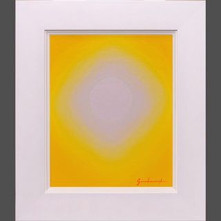 新絵具U35と伝統のフランス油絵具使用●『黄色のひかり』●がんどうあつし絵画額付(置物)