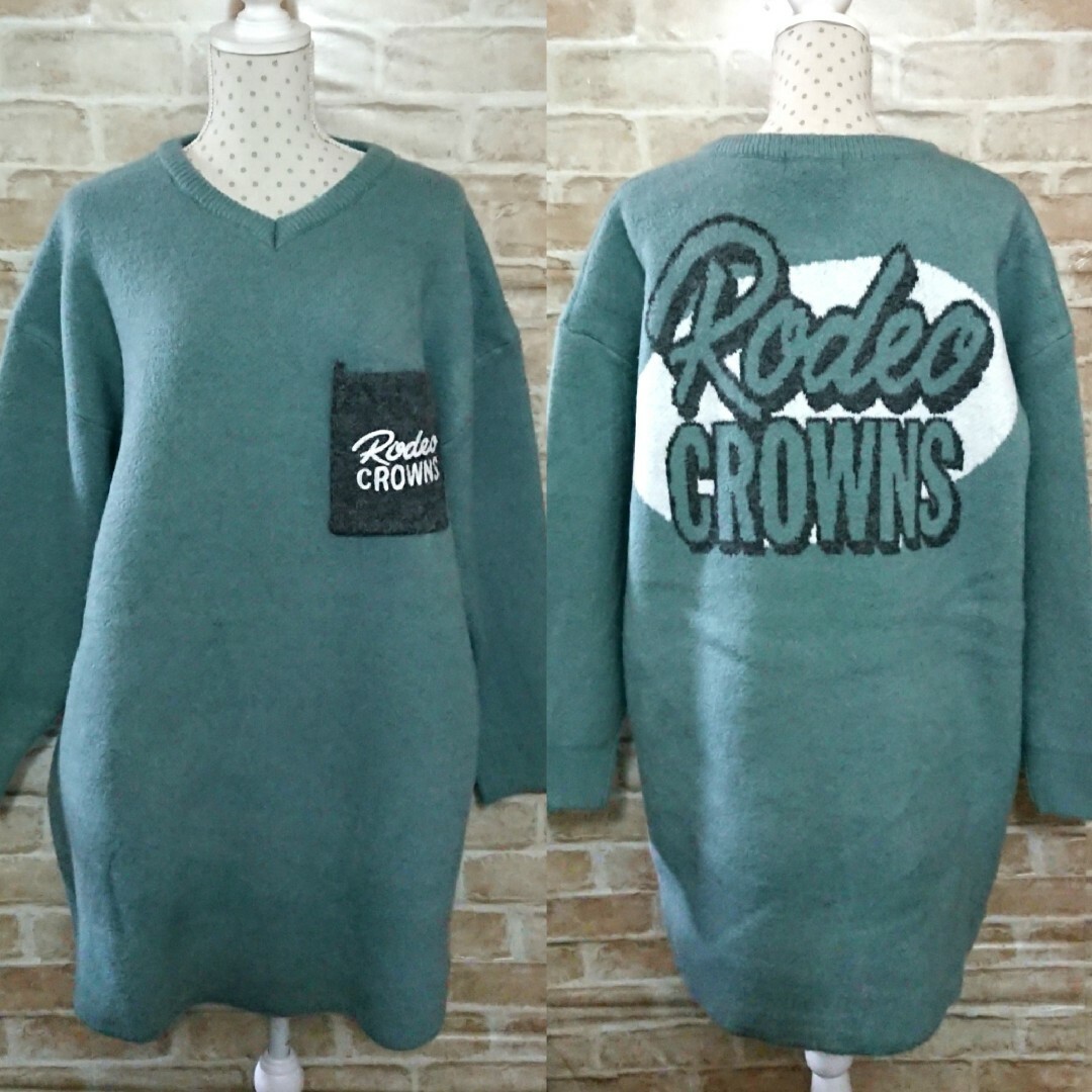 RODEO CROWNS WIDE BOWL(ロデオクラウンズワイドボウル)のブークレロゴニットOP♡RODEO CROWNS ロデオクラウンズ タグ付き レディースのワンピース(ひざ丈ワンピース)の商品写真