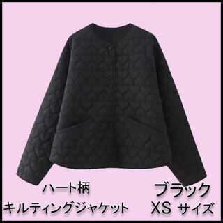  XS 黒　ハート　キルティングジャケット 黒　アウター　キルティング(スプリングコート)