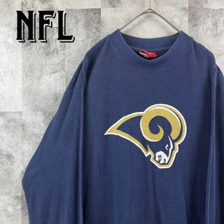 ヴィンテージ(VINTAGE)のUS古着 NFL ロサンゼルスラムズ サーマルロンT ネイビー M ビッグロゴ(Tシャツ/カットソー(七分/長袖))