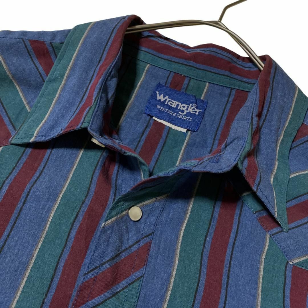 Wrangler(ラングラー)のラングラー ストライプ柄 ウエスタン長袖シャツ 両胸ポケット US古着r60① メンズのトップス(シャツ)の商品写真