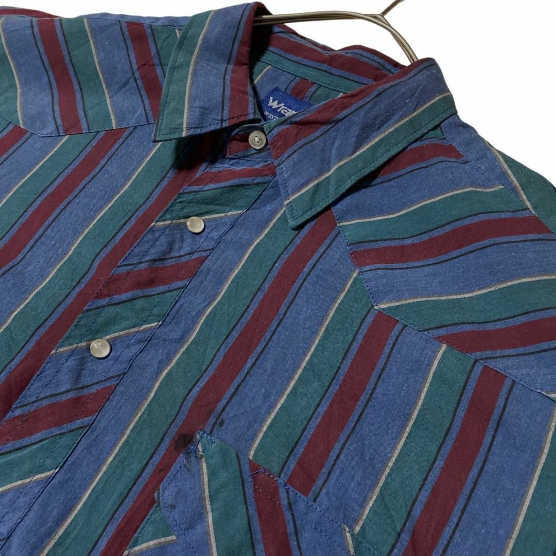 Wrangler(ラングラー)のラングラー ストライプ柄 ウエスタン長袖シャツ 両胸ポケット US古着r60① メンズのトップス(シャツ)の商品写真