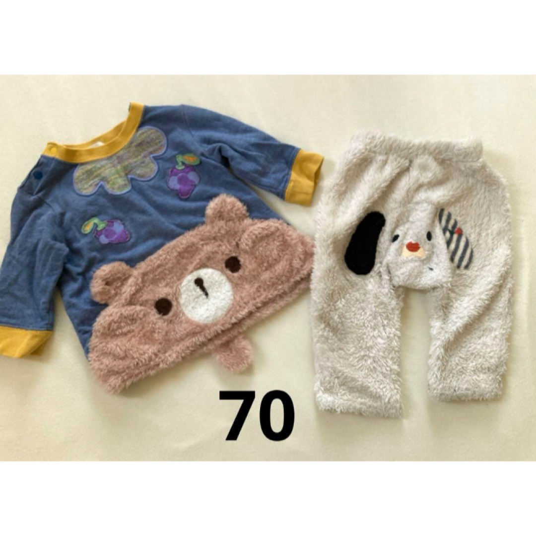 kid’s zoo(キッズズー)のkid's zoo  トレーナー　長袖　クマ　くま　ボア　パンツ　フタフタ キッズ/ベビー/マタニティのベビー服(~85cm)(トレーナー)の商品写真