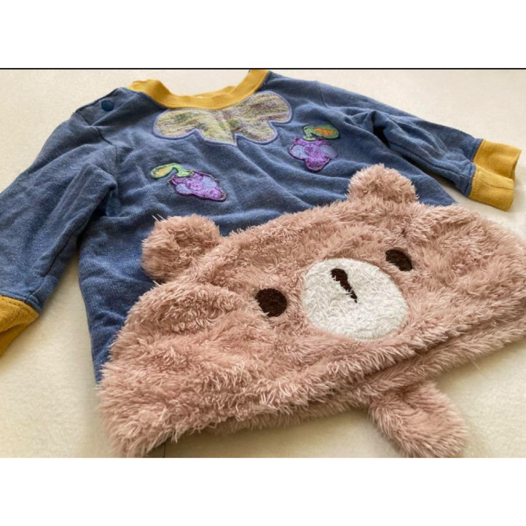 kid’s zoo(キッズズー)のkid's zoo  トレーナー　長袖　クマ　くま　ボア　パンツ　フタフタ キッズ/ベビー/マタニティのベビー服(~85cm)(トレーナー)の商品写真