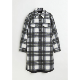 エイチアンドエム(H&M)の【SALE】H&M ロングシャツジャケット　チェックコート　アウター(ロングコート)