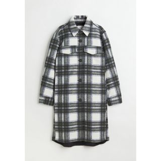 H&M - 【SALE】H&M ロングシャツジャケット　チェックコート　アウター